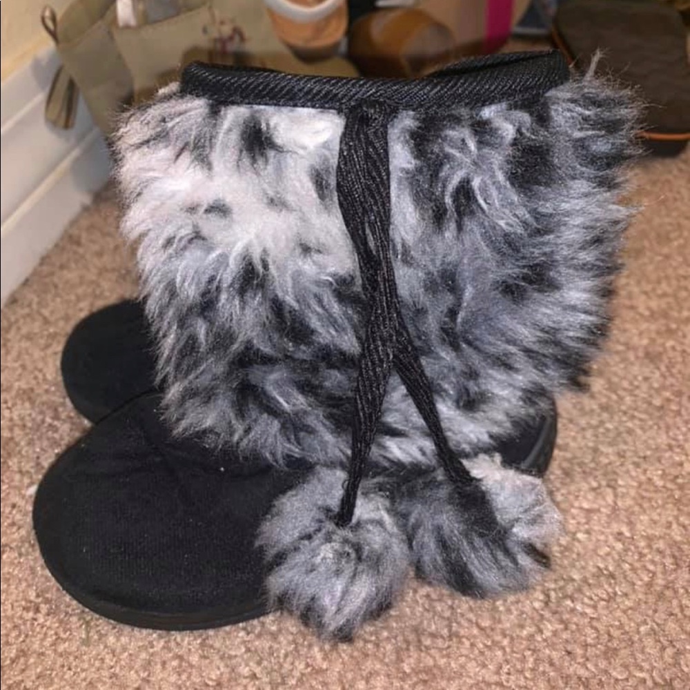 Black and white boots